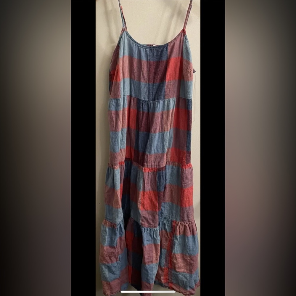 Beachlunchlounge Blue Red Maxi Long Dress with Straps Excellent